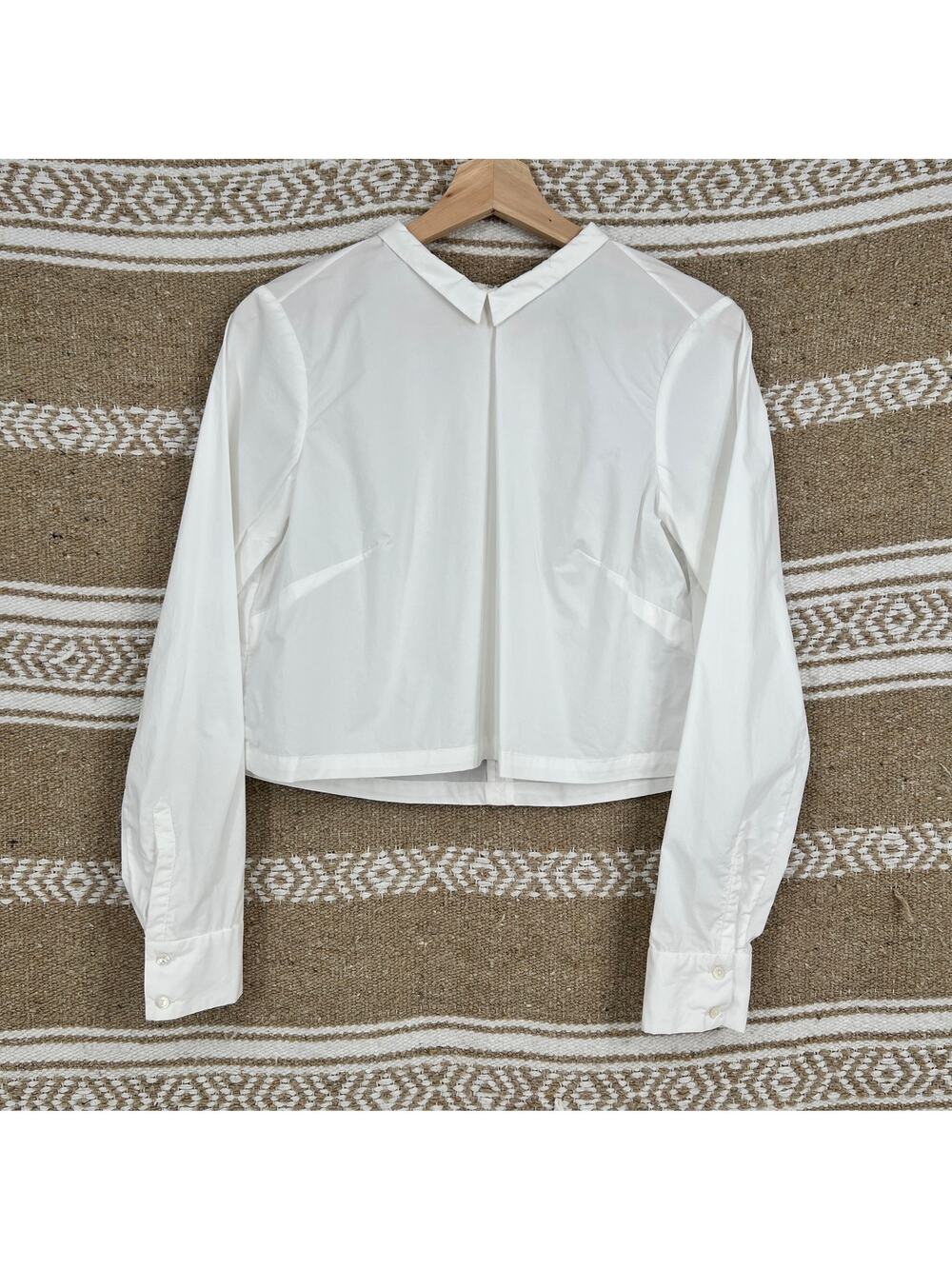 Rachel Antonoff Cropped Blouse Top Womens Small White Cotton Long Sleeve Boxy
